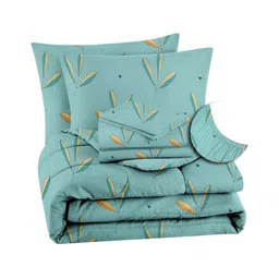 bsb home Green & Orange Self Design Other 4 Piece Double Queen Superfine Bedding Set-picture-6