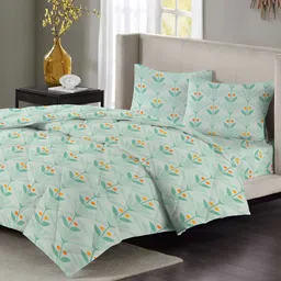 bsb home Green & Orange Self Design Other 4 Piece Double Queen Superfine Bedding Set-picture-5