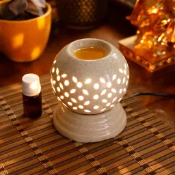 Diffuser Set Ceramic Ball shape with Flower Cut Burner for Home with 10ml Aroma Oil, Diffuser Set-image-53