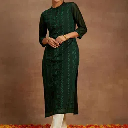 Libas Floral Embroidered Straight Kurta-image-91