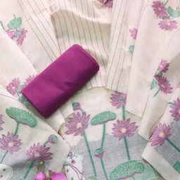 GAJARAI Floral Woven Design Pure Cotton Unstitched Dress Material-image-21