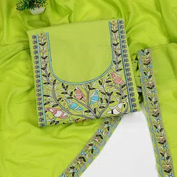 Clora Creation Floral Embroidered Pure Cotton Unstitched Dress Material-image-89