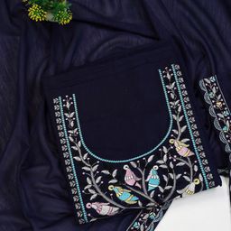 Clora Creation Floral Embroidered Pure Cotton Unstitched Dress Material-image-47