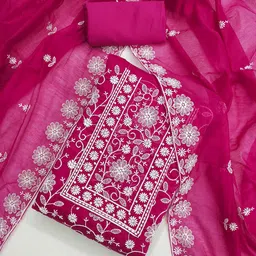 KALINI Floral Embroidered Zari Chanderi Silk Unstitched Dress Material-image-79
