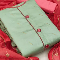KALINI Green & Red Embroidered Unstitched Dress Material-image-81