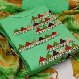 KALINI Green & Red Embroidered Unstitched Dress Material-image-80