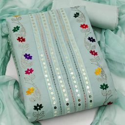 MANVAA Floral Embroidered Sequinned Unstitched Dress Material-image-20