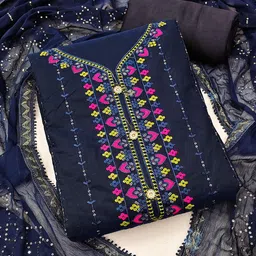 KALINI Women Blue & Pink Embroidered Unstitched Dress Material-image-97