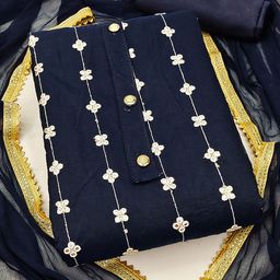 Panzora Embroidered Unstitched Dress Material-image-15