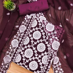 Panzora Floral Embroidered Unstitched Dress Material-picture-30