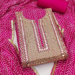 Panzora Bandhani Printed Sequinned Unstitched Dress Material-image-17
