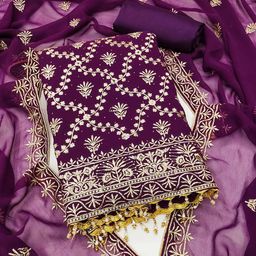 Panzora Ethnic Motifs Embroidered Unstitched Dress Material-picture-40