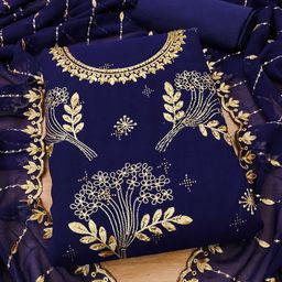 Panzora Floral Embroidered Beads & Stones Unstitched Dress Material-image-65