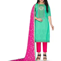 MANVAA Ethnic Motifs Printed Beads & Stones Unstitched Dress Material-image-42