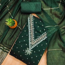 KALINI Embellished Unstitched Dress Material-image-11