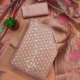 KALINI Floral Embellished Unstitched Dress Material-image-100
