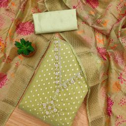 KALINI Floral Embellished Unstitched Dress Material-image-12