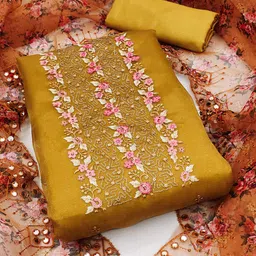 KALINI Embroidered Organza Unstitched Dress Material-image-54