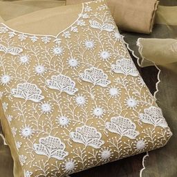 MANVAA Embroidered Organza Unstitched Dress Material-image-34