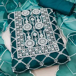 KALINI Embroidered Organza Unstitched Dress Material-image-56