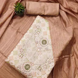 Panzora Floral Woven Design Chanderi Silk Unstitched Dress Material-image-96