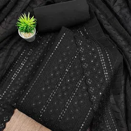 LeeliPeeri Designer Floral Motifs Thread Embroidered Unstitched Dress Material-image-74