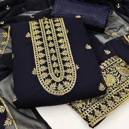 Panzora Floral Embroidered Unstitched Dress Material-image-5