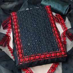 KALINI Embroidered Organza Unstitched Dress Material-image-12