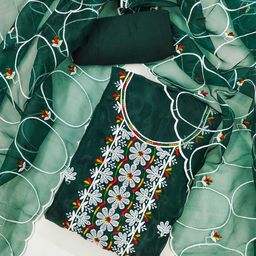 Panzora Embroidered Organza Unstitched Dress Material-image-81