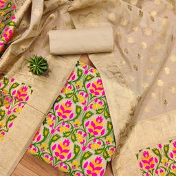 KALINI Floral Woven Design Unstitched Dress Material-27