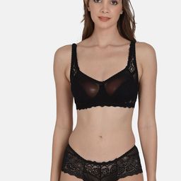 mod & shy Women Black Lacy Soft Net & Non Padded Lingerie Set MS446-picture-12