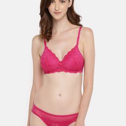 Lady Love Women Pink Self Design Lingerie Set-image-9