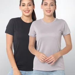 unifringe Women Solid Round Neck Polyester Multicolor T-Shirt-picture-14