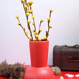 MARKET99 Red Ribbed Ceramic Vase-image-94