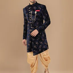 Manyavar Self-Design Velvet Sherwani Set-picture-48
