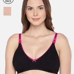 Inner Sense Pack of 2 Black & Beige Solid Non-Wired Non Padded Maternity Sustainable Bra-picture-31