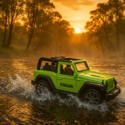 Mahindra Thar Toy Car – Metal, Pull Back, Openable Doors, 4x4 Style , Green-image-77