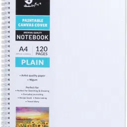 Paintable Canvas Wiro Bound Plain Notebook Portrait A4 90gsm 120 Pages Cotton Acid Free Canvas Pad (Set of 1)-image-10
