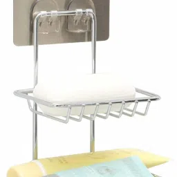 Wall Mounted Double Layer soap Dish Holder Stainless Steel Wall Hanging Soap Storage Rack for Kitchen Bathroom-with Self Adhesive Magic Sticker-image-19