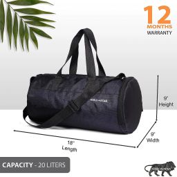 26 L Gym Duffel Bag - Gym Bag for Men & Women Sports Bag / Kit Bag with Shoes Compartment - Black-image-79