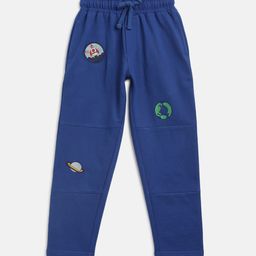 Lil Tomatoes Boys Blue Printed Pure Cotton Straight-Fit Joggers-image-86