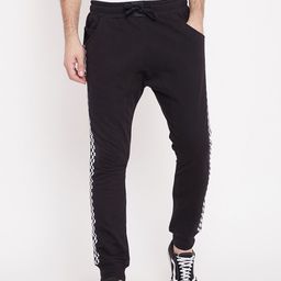 PUNK Men Black & White Solid Cotton Relaxed-Fit Joggers-picture-16