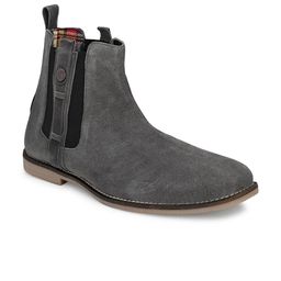 Eego Italy Men Grey Leather High-Top Slip-On Sneakers-picture-24