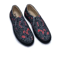 KobSook Men Printed Slip-On Canvas Loafers-picture-5