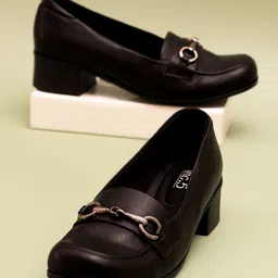 Inc 5 Square Toe Block Loafers Heels-30