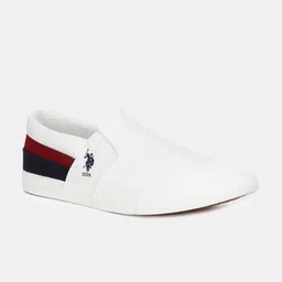 U S Polo Assn Men Off White Woven Design Slip-On Sneakers-image-10
