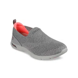 Skechers Women Charcoal Woven Design Slip-On Sneakers-10
