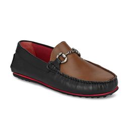 Hitz Men Black Colourblocked Leather Slip-On Horsebit Loafers-image-44