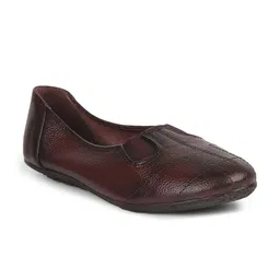 Liberty Women Brown Textured Leather Slip-On Loafers-53