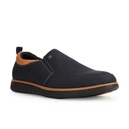 Bata Men Navy Blue Textured PU Slip-On Sneakers-57